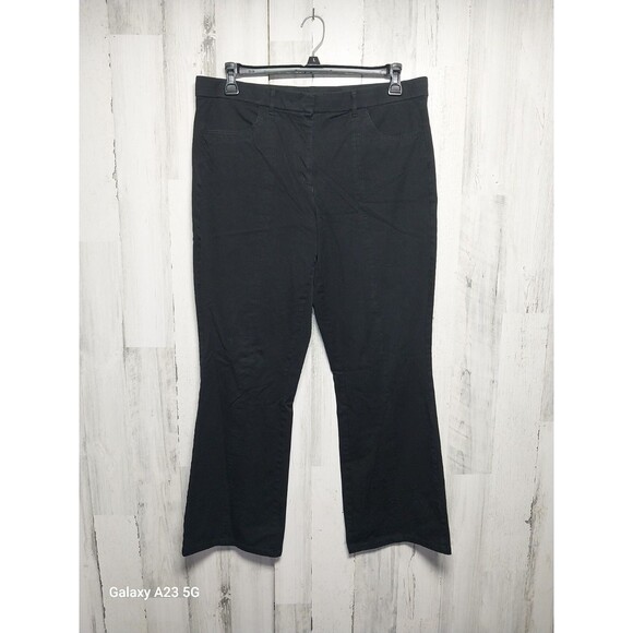 Isaac Mizrahi Live Boot Cut Fly Front Pants 16 Black Stretch Slacks - Picture 1 of 6